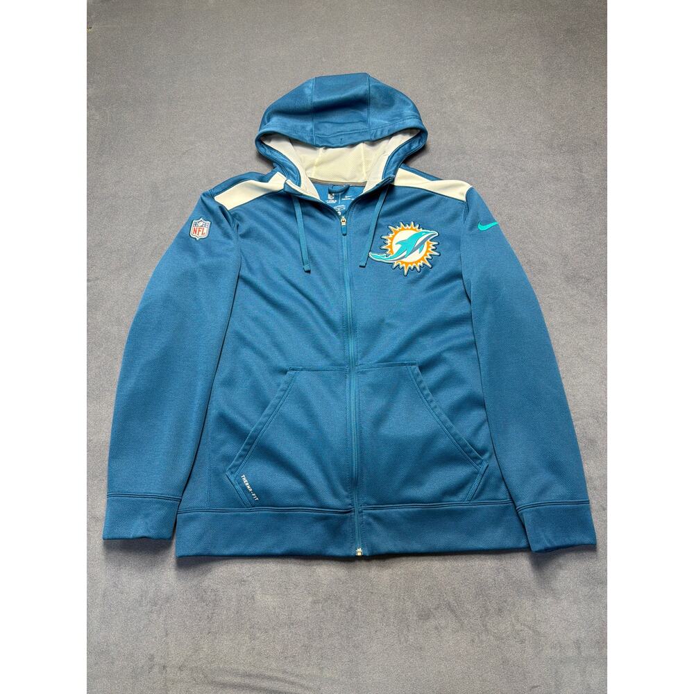 Nike Miami Dolphins Jacket Mens XL NFL Football Authentic Full Zip Hoodie